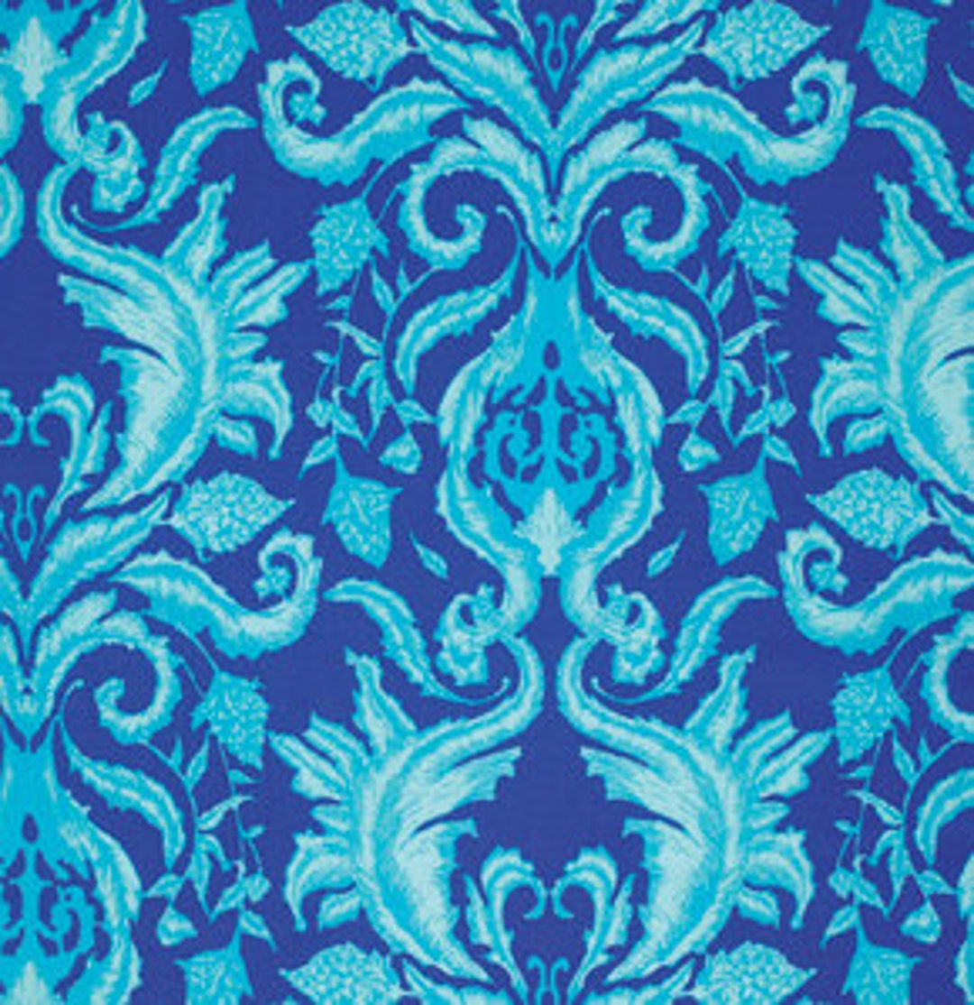 Earthly Delights Damask in Blue From Studio KM for Freespirit - Etsy