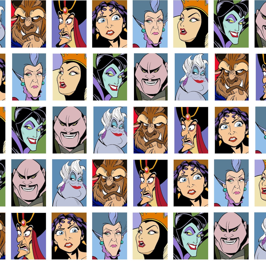 Disney Villains, Villains Grid, 100%cotton Fabric, Yard - Etsy
