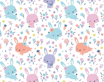 From Camelot Fabrics, Bunny Heads on White. COTTON FLANNEL