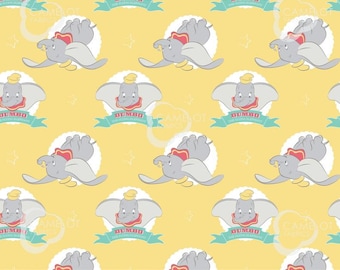 Disney's Dumbo in the Circus on Yellow, The Flying Elephant in yellow- Camelot Fabrics, 100% Premium Cotton, yard