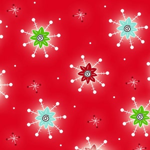 Tinsel Toes von Henry Glass Fabrics, Sterne platzen auf Rot, Meterware