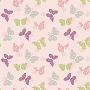 Bunny Garden from Lewis & Irene LTD, Butterflies on Pink, yard
