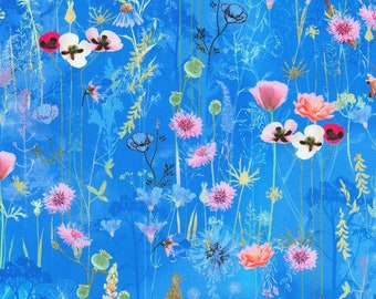 Misty Garden collection, Wildflowers on blue - from Robert Kaufman fabrics, 100% cotton