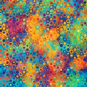 Phantasma in Rainbow, Geometric, Hexagons- Robert Kaufman,  100% Cotton Fabric