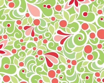 Christmas Magic, Floral stars on Green, yard