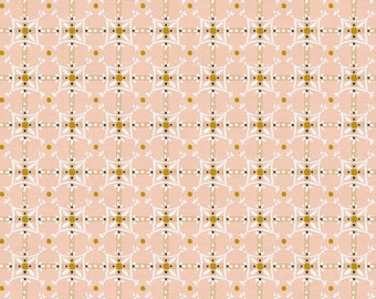 Autumn Breeze Collection, Autumn Tile on Pink - 100% cotton,  Paintbrush Studio Fabrics