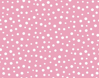 World of SusyBee, onregelmatige stippen - roze/wit, 100% katoen