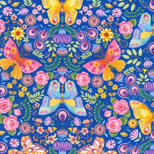 Flutter-kollektionen, Flutterflies i klarblått från Robert Kaufman-tyger, 100 % bomull