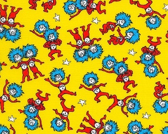 A little Dr. Seuss for Robert Kaufman Fabrics, Little Thing 1 and Thing 2, on Yellow