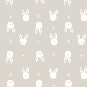 Bunny Garden from Lewis & Irene LTD, Leo Bunnies on light gray, yard