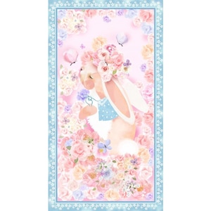 Wonderous Woodland collection,  &quot;Bunny in the garden&quot; Panel, 24&quot; panel