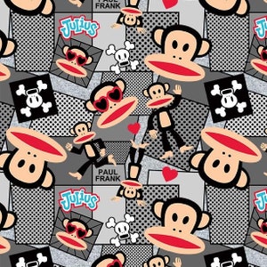 Paul Frank Comic Fabric from Michael Miller, Gray Cotton Fabric