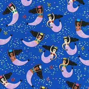 Desigher Hello Lukcy , Mermaids on Navy, Princess Mermaids, yard