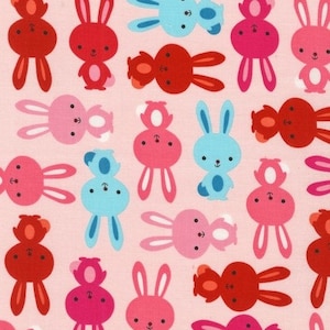 Urban Zoologie, Bunnies on Pink Blush, by Ann Kelle for Robert Kaufman - 1/2 Yard