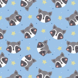 Fantastic Flannel - Racoon Racoon on blue - 100% COTTON FLANNEL