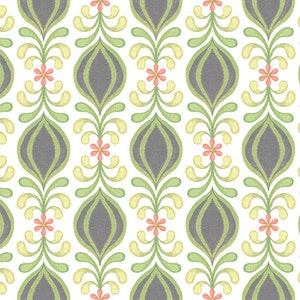 Quilting Treasures, NICOLE TAMARIN-CHARLESTON, Gray Geometric Bud stripe, yard