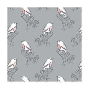 Camelot Fabrics, Little Birds Collection, Bird Song in Stone Gray, yard