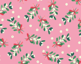 Fa La La Collection, MISTLETOE in pink- from Lewis & Irene LTD, 100% Cotton