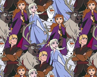 Disney FROZEN, Frozen Friends Packed, 100% cotton Fabric, LAST 20 Inches