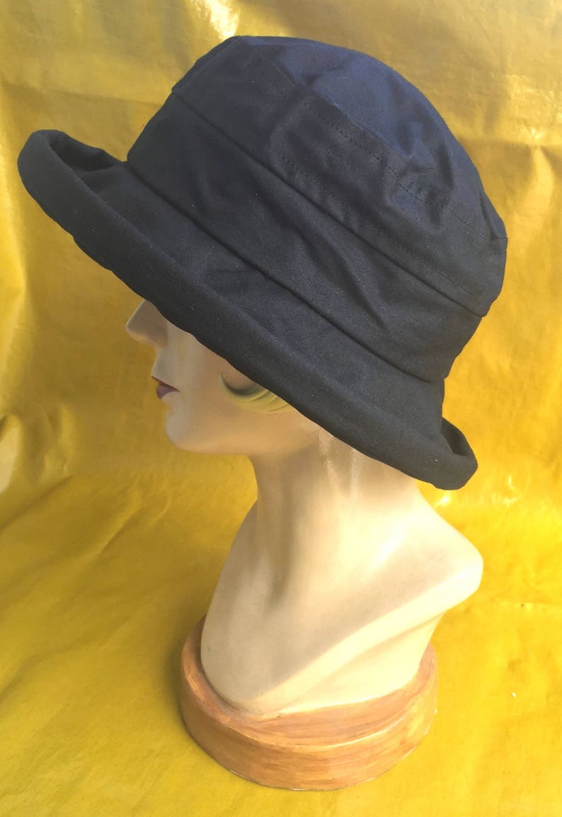 Waterproof Waxed Cotton/oilskin Hat Black Etsy