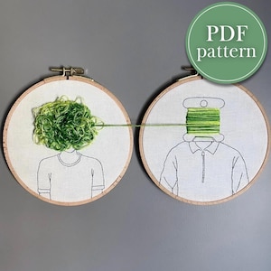 Thought Bobbin || Embroidery PDF Pattern Download || 6 inch embroidery pattern