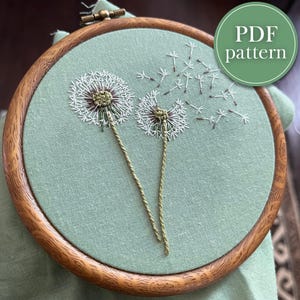 Dandelion Duo || Embroidery PDF Pattern Download || 5 inch embroidery pattern