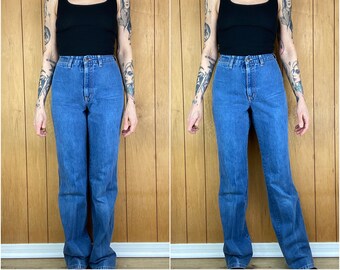 Vintage 70s jeans,Chamin de Fer blue flared rare jeans,high waist denim zip fly pants,medium wash jeans,blue denim rare 70s jeans,mom jeans