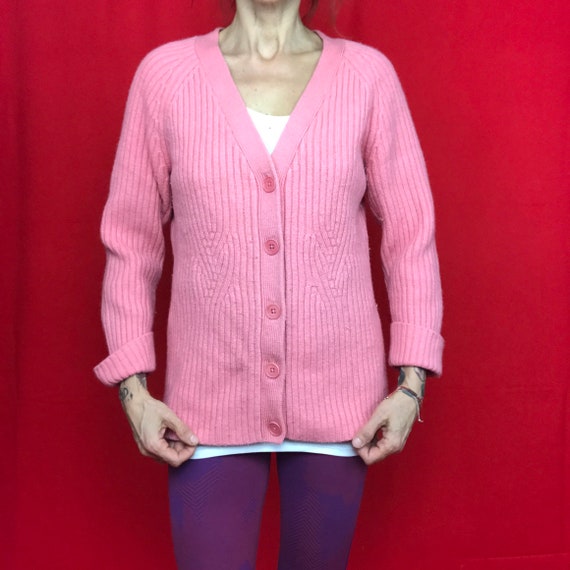 Vintage 90s pink wool cardigan,merino wool cardig… - image 4