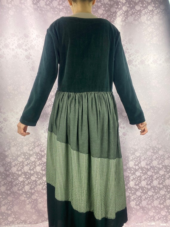 Vintage 90s Y2k maxi dress,mixed fabric long blac… - image 4
