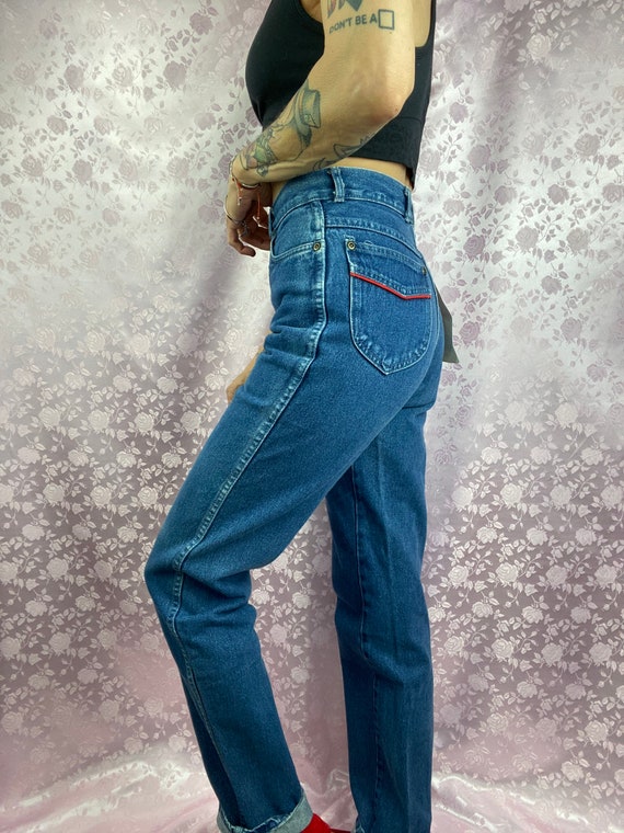 Vintage 70s 80s jeans,high waist dark wash straig… - image 8