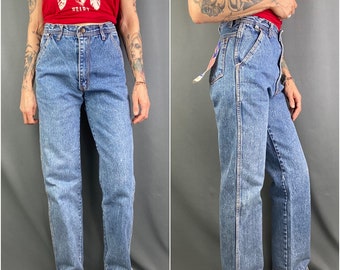 Vintage 80s 90s jeans,high waist denim pants,medium wash high waisted dead stock jeans,vintage Texas western straight leg jeans