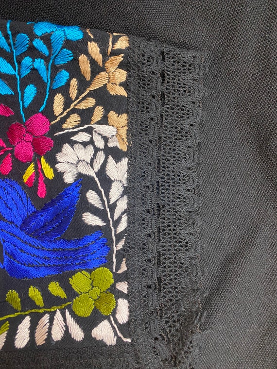 Vintage 90s Y2k blouse,embroidered black cotton f… - image 6