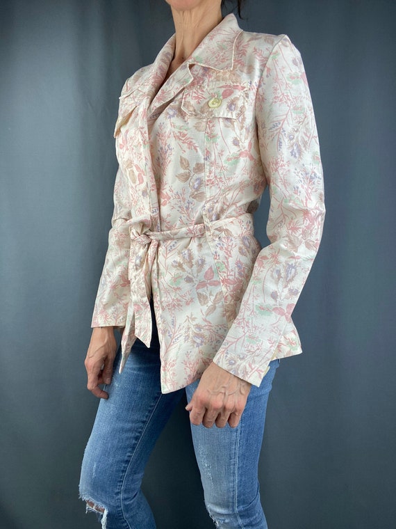 Vintage 70s 80s blazer,floral pink wrap style bla… - image 5