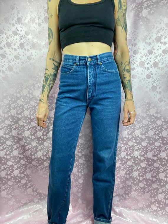 Vintage 70s 80s jeans,high waist dark wash straig… - image 7
