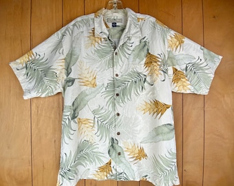 Vintage 90s Y2k shirt,Tommy Bahama silk shirt,Hawaiian tropical floral summer shirt,unisex light summer boho elegant botton down shirt