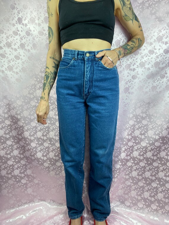 Vintage 70s 80s jeans,high waist dark wash straig… - image 3