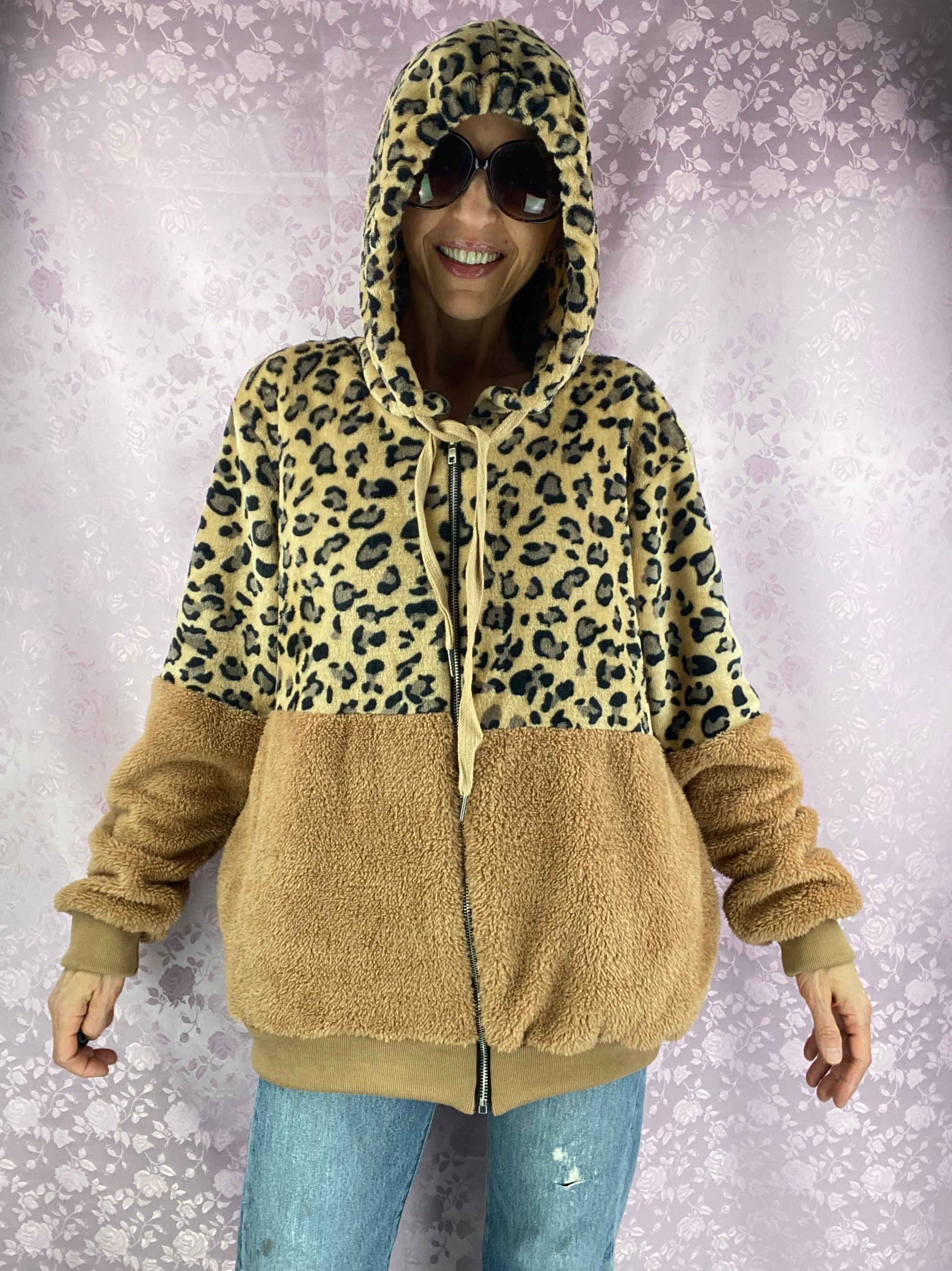 Leopard jacket with hood sales