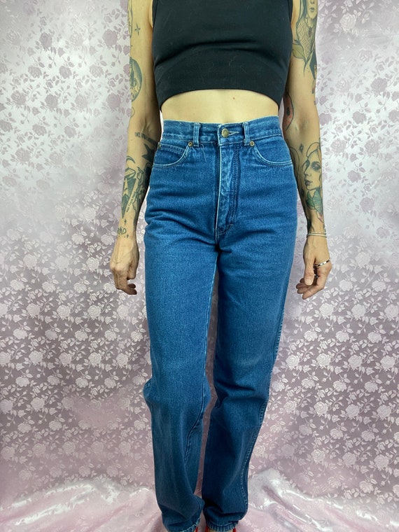 Vintage 70s 80s jeans,high waist dark wash straig… - image 2