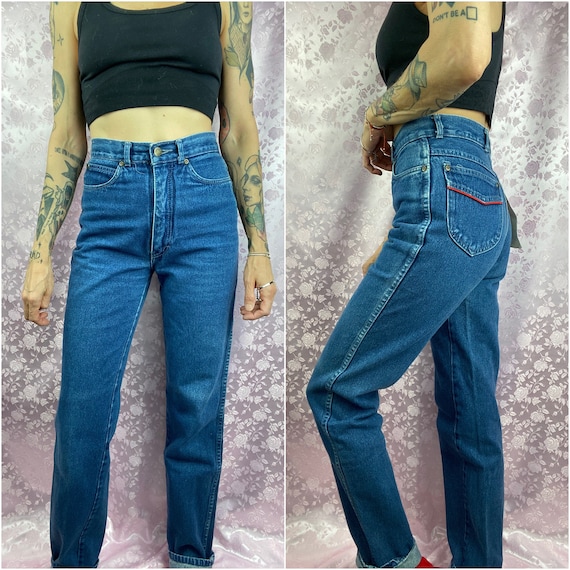Vintage 70s 80s jeans,high waist dark wash straig… - image 1