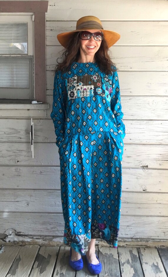 Vintage 90s pant suit,southwestern Aztec pattern … - image 2