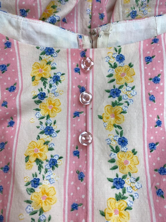 Vintage 60s 70s pastel polka dot floral dress,cot… - image 10