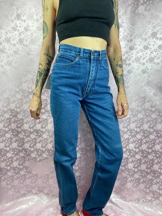 Vintage 70s 80s jeans,high waist dark wash straig… - image 5