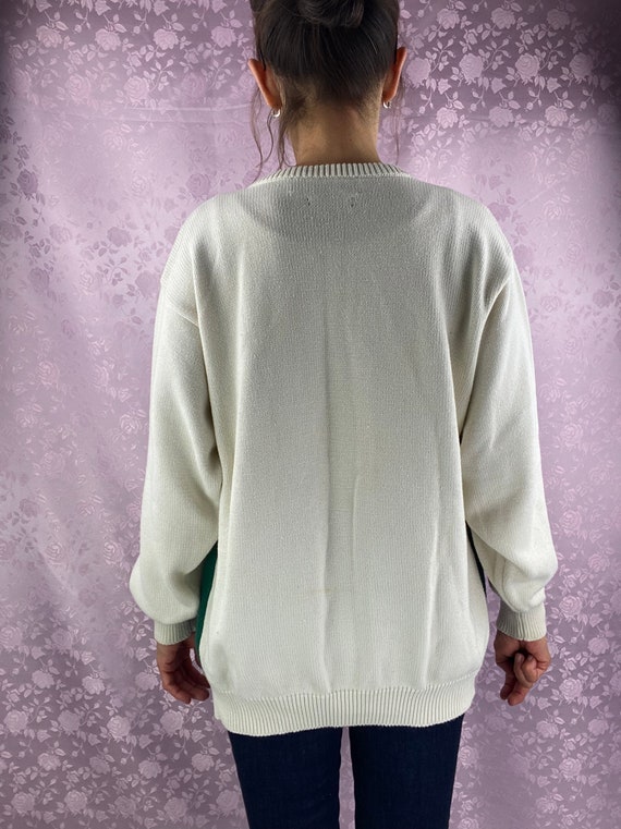 Vintage 90s cotton knit sweater,color block sweat… - image 6