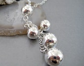 925 Silver Dangling Ball Tassel Necklace-silver Geometric Necklace-Simple minimalist Silver jewelry-Zen yoga jewelry-Corbatin en Plata 925