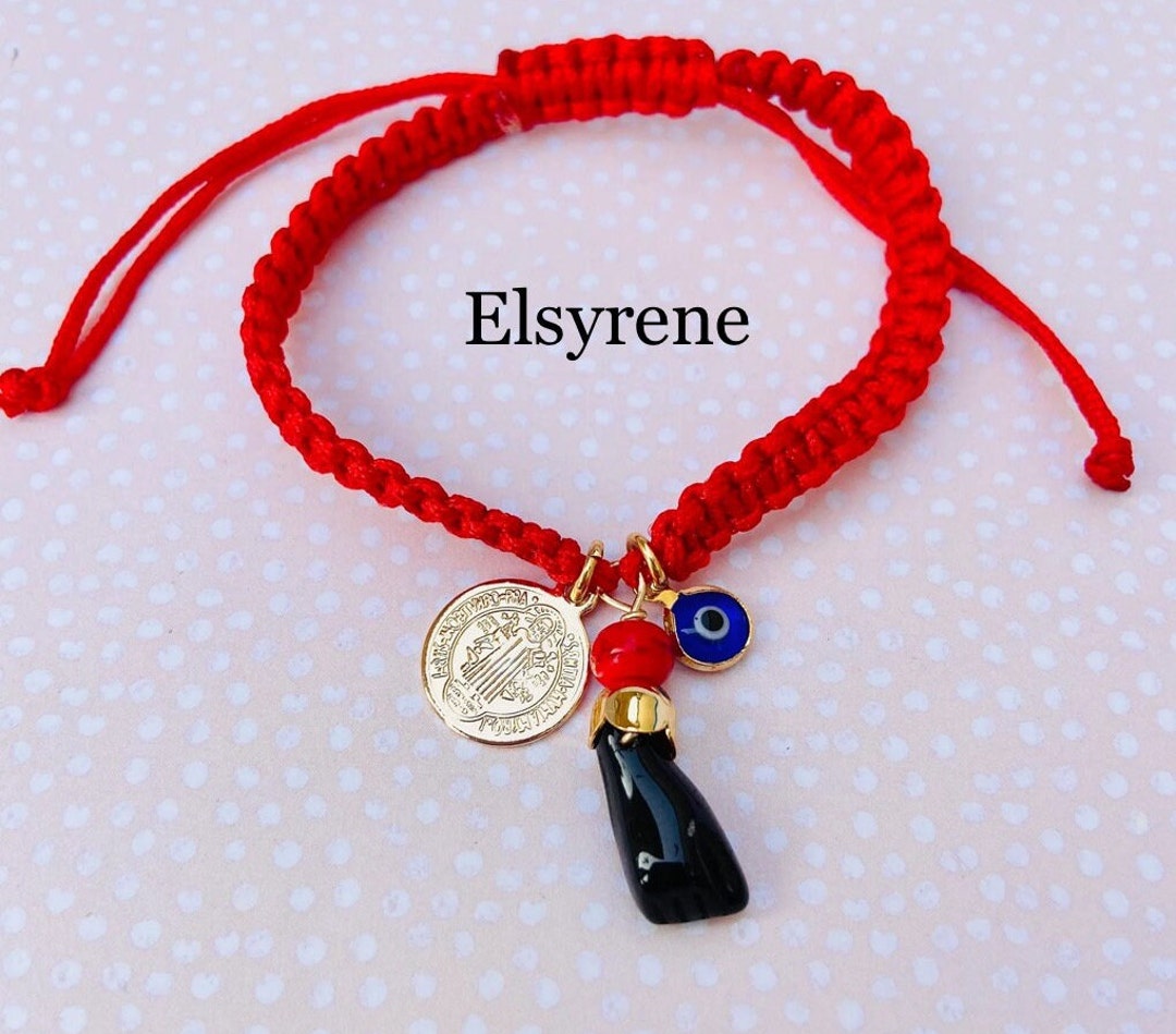 Protection Red String Macrame Braceletnegro Azabache Hand Saint