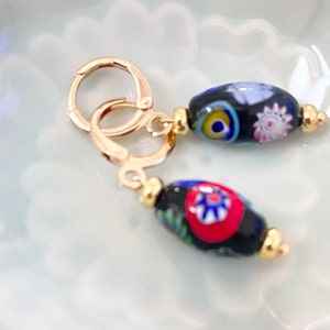 Romantic Millefiori beaded earrings-handcrafted Rainbow Floral beads Earrings-girls gift ideas-Quinceañera gifts-Mothers day-romantic
