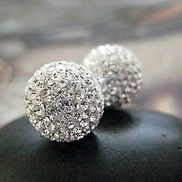 Reserved----------Sterling silver  Rhinestone Swarovski Ball  Earrings- Feminine Fine bling bling Stud earrings