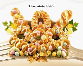 12th Scale Handmade Dollhouse Miniature **Italian Easter Breads**