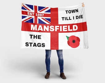 Mansfield Town Football Fan Flag. 5FT x 3FT. Brand New. Custom Banner. Christmas Birthday Gift present
