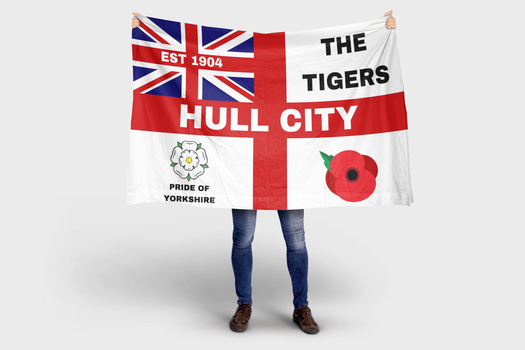 Bandera del Hull City. 1,5 m x 91 cm. ENTREGA GRATUITA. Nueva.